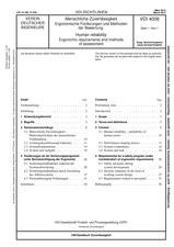 Menschliche Zuverlässigkeit - Ergonomische Forderungen und Methoden der Bewertung