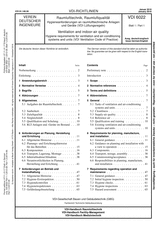 Raumlufttechnik, Raumluftqualität - Hygieneanforderungen an raumlufttechnische Anlagen und Geräte (VDI-Lüftungsregeln)