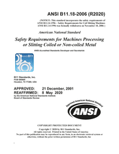 Safety Requirements for Machines Processing or Slitting Coiled or Non-coiled Metal