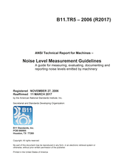 Noise Level Measurement Guidelines - A guide for measuring, evaluating, documenting and reporting noise levels emitted by machinery