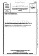 Prüfmittelüberwachung - Prüfanweisung für horizontale Längenmessgeräte, Berichtigung zur Richtlinie VDI/VDE/DGQ 2618 Blatt 17.1:2014-12