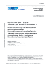Testing of semi-finished products made of thermoplastics - Basics - Indications - Linear thermal expansioncoefficients