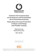 Schwerer Korrosionsschutz von Armaturen und Formstücken durch Pulverbeschichtung - Gütesicherung