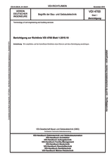 Begriffe der Bau- und Gebäudetechnik - Berichtigung zur Richtlinie VDI 4700 Blatt 1:2015-10