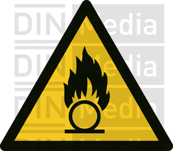 Sicherheitszeichen nach DIN EN ISO 7010-W028 Warnung vor brandfördernden Stoffen