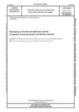 Thermische Nutzung des Untergrunds - Erdgekoppelte Wärmepumpenanlage, Berichtigung zur Richtlinie VDI 4640 Blatt 2:2019-06