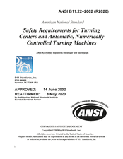 Safety Requirements for Turning Centers and Automatic, Numerically Controlled Turning Machines