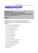 Richtlinie für die statische Berechnung von Entwässerungsleitungen für Sickerwasser aus Deponien; Ergänzung zum Arbeitsblatt ATV-A 127