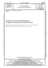 Ressourceneffizienz - Bewertung des Rohstoffaufwands - Berichtigung zur Richtlinie VDI 4800 Blatt 2:2018-03