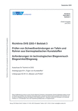 Testing of welded joints between panels and pipes made of thermoplastics - Requirements in the technological bending test - Bending angle / bending path