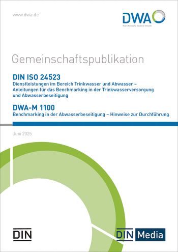Produktabbildung: DIN ISO 24523: Dienstleistungen im Bereich Trinkwasser und Ab-wasser - Anleitungen für das Benchmarking in der Trinkwasserversorgung und Abwasserbeseitigung und DWA-M 1100: Benchmarking in der Abwasserbeseitigung - Hinweise zur Durchführung
