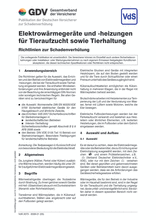 Elektrowärmegeräte und -heizungen für Tieraufzucht sowie Tierhaltung - Richtlinien zur Schadenverhütung
