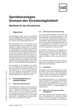 Sprinkleranlagen - Grenzen der Einsatzmöglichkeit - Merkblatt für den Brandschutz