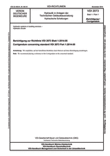 Hydraulik in Anlagen der Technischen Gebäudeausrüstung - Hydraulische Schaltungen - Berichtigung zur Richtlinie VDI 2073 Blatt 1:2014-05