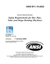 Safety Requirements for Bar, Pipe, Tube and Shape Bending Machines