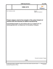 Product category rules for the evaluation of the carbon footprint of machine tools and machines for additive manufacturing