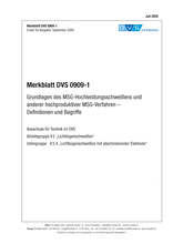Grundlagen des MSG-Hochleistungsschweißens und anderer hochproduktiver MSG-Verfahren - Definitionen und Begriffe