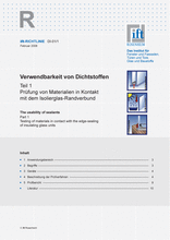 The usability of sealants - Part 1: Testing of materials in contact with the edge-sealing of insulating glass units