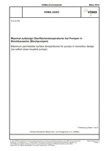Maximum permissible surface temperatures for pumps in monobloc design (so-called close-coupled pumps)