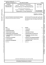 Staubbrände und Staubexplosionen; Gefahren, Beurteilung, Schutzmaßnahmen; Unterdrückung von Staubexplosionen