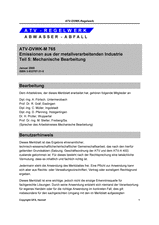 Emissionen aus der metallverarbeitenden Industrie - Teil 5: Mechanische Bearbeitung