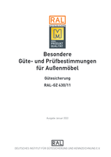 Besondere Güte- und Prüfbestimmungen für Außenmöbel - Gütesicherung