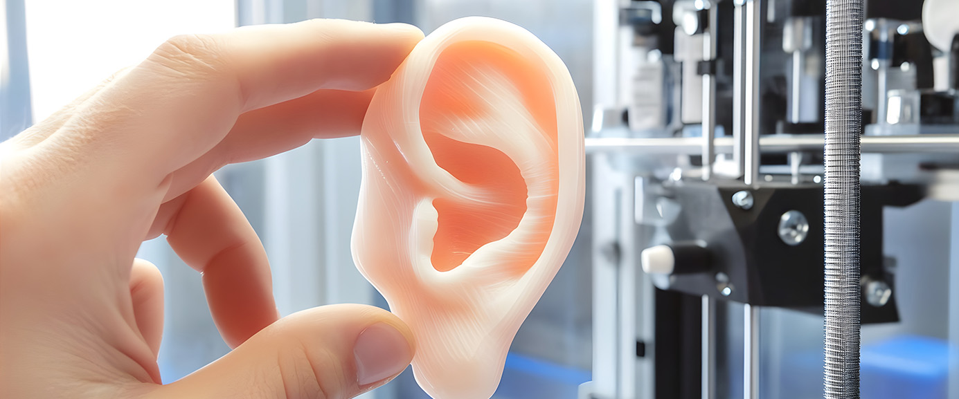 3D-Biodrucks eines Ohres. Die neueste Technologie im Bereich des Organdrucks.. 