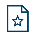 Icon featuring a document and a star in the center, symbolizing transparent processes.