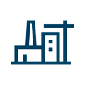 Icon of a factory as a symbol for various industries.