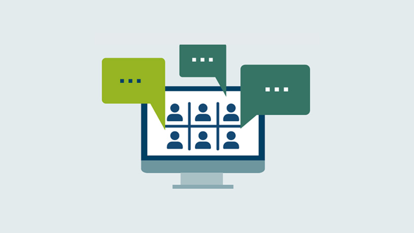 Icon with a monitor and speech bubbles