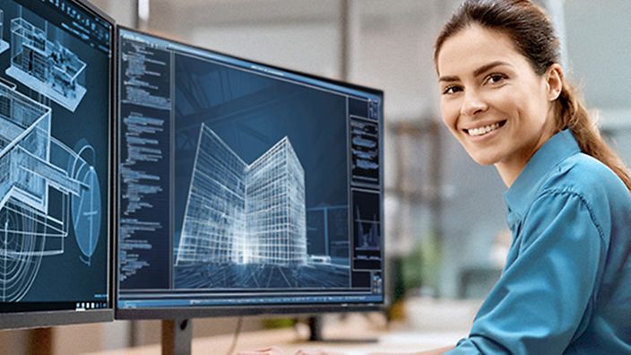 Blaues geometrisches Muster aus dreieckigen Formen, wirkt modern und abstrakt.